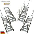 Premium Stahlwangen - Treppe 13 Stufen Breite 60-140cm Höhe 247cm Außen Geländer