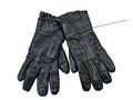 Gr.S/M hübsche elegante Handschuhe aus Leder schwarz Damen Handschuhe mit Rüsche