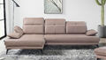 DESIGNER ECKSOFA L-FORM ECHTLEDER VERSTELLBAR COUCH BEIGE OTTOMANE SOFA NEUHEIT