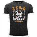 Herren Vintage Shirt Zero Fucks Given Skull Pin Up Girl mir egal Printshirt