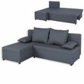 Ecksofa - grau - Webstoff - mit Liegefunktion Sofa Wohnlandschaft Couch