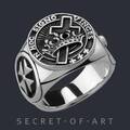 Tempelritter Ring Knights Templar 925 Silber Freimaurer Krone Kreuz Religiös