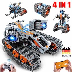 Technik Ferngesteuert Bauspielzeug mit LED Licht 4in1 RC Roboter Kinder Geschenk