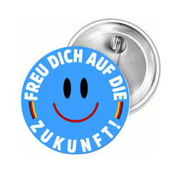 Freu dich auf die Zukunft Smiley blau Anstecknadel Button Anstecker Pin Magnet