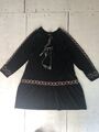 sack‘s kleid tunika Bluse Fein-strickkleid schwarz black stickerei Gr.4 (42/44)