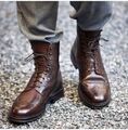 Handgefertigte Herren Wingtip Stiefel, Herren braun knöchelhoch Leder Schnürstiefel, Herrenschuhe