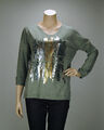 ITALY Feinstrick Pullover Pulli Shirt Beautiful Animal mit Metallic Print 36-42