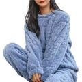 Damen Fleece Pyjamas Set weiche Nachtwäsche Anzug Warmer Nachtwäsche Pjs Winter