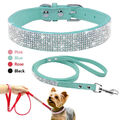 Strass Hundehalsband Halsband Welpenhalsband Leder mit Leine kleine mittel Hunde