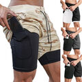 Herren 2 in 1 Shorts Running Sporthose Kurz Jogginghose Laufhose mit Taschen Gym