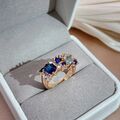 Eleganter Ring 585   Gold mit Saphir blauen Zirkon 57 (18,1 mm Ø)