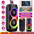 Bluetooth 5.0 Lautsprecher RGB Subwoofer Musikbox Boombox Party LED mit Mikrofon