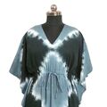 Indian Grau Shibori Batik Kaftan Baumwolle Handmade Bad Bademantel Kimono Robe