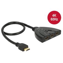 Delock HDMI UHD Switch 3 x HDMI in > 1 x HDMI out 4K mit integriertem Kabel 50 c