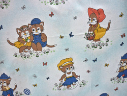 DDR Kinder Bettwäsche  1 großer Bettbezug Kätzchen Katze  und Blumen 187x123cm