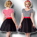 Jersey Retro Kleid Gürtel 34-46 Rockabilly 50er Jahre Vintage Stripes 50025-50