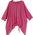 Les Freres Oversize Zipfel Tunika Long-Shirt trendige Details 48-50-52-54 pink