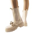 Beige Stiefeletten mit Kette von Thierry