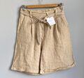 Damen Kurze Hose Shorts Gr. 36 38 40 S M L Beige Braun Grün Weiß Leinen Italy