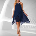 Damen Ärmellos Sommerkleid Neckholder Trägerkleid Chiffon Partykleid Festkleid