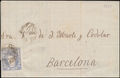 Spanien 101 Freimarke 50 M. EF Brief AMBULANTE SANTANDER 9.8.1871 nach Barcelona