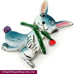 1960er Jahre koreanische Vintage Osterhase Brosche, Vintage Kawaii Kaninchen Brosche Pin