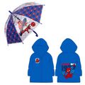 Marvel Spiderman Kinder Jungen Regenschirm plus Regenponcho Schirm D 75 cm