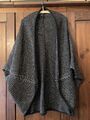 Poncho Cape Weste Von OPUS Strickjacke Gr. Onesize Nachtblau-weiß