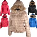 DAMEN WINTER STEPP JACKE PARKA FELL KAPUZE 36 38 40 42 S M L MANTEL DAUNEN SKI