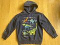 Jungen-Sweat-Shirt Gr. 122 /128, dunkelblau mit Dino-Aufdruck Dinosaurier