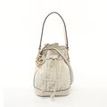 FENDI Mini Mon Tresor Hand Shoulder Crossbody Bag 8BS010 Canvas Leder Weiß