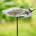 Gartenstecker Vogeltränke stehend Vogelbad Metall Wasserschale Gartenstab Blume