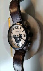 Fossil Chronograph men's brown leather quartz,battery & Analog watch.Jr-1390