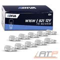 10x ENVA W16W T15 GLÜHBIRNE GLÜHLAMPE 16W 12V KLAR GLASSOCKELLAMPE AUTO LAMPE