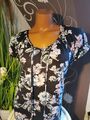 Tolles Carmen Shirt Gr. L Schwarz mit tollem Allover Muster Blumen