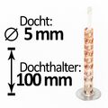 Dochthalter 100x5mm 2x Glasfaserdocht, Schmelzlicht drinnen/draußen, Wachsreste