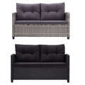 2-Sitzer-Sofa mit Kissen Poly Rattan Lounge Gartensofa Gartenbank Sitzbank