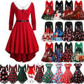 Weihnachtskleid Damen 60s Rockabilly Skaterkleid Swingkleid A-Linie Partykleid