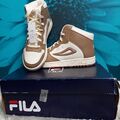 Fila FX-100 Mid Tops Turnschuhe in weiß/braun, Damengröße UK 4 US 6,5 EU 37,5