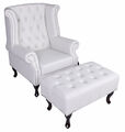 Ohrensessel mit Hocker Chesterfield Polstersessel Relaxsessel Designsessel neu