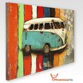 Metallbild 3D - Vw Bulli T1 Bus - Metall Bild Oldtimer Unikat Wandrelief 120x80