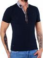 RedBridge Herren T-Shirt mit Knopfleiste dunkelblau navy RB-2008 Slimfit stretch