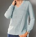 Schicker PULLOVER mit ZOPF-MUSTER eisblau ~ blau GR.48 oder 54 NEU