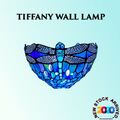 Tiffany Stil Wandleuchte mit blauer Libelle Design Lampe Vintage & Glas Wandleuchte