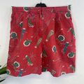 Vintage Golfshorts Größe 12 rot Golfschläger & Tasche Druck 