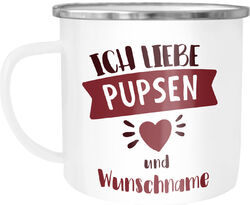 Kaffee-Tasse lustiger Spruch Ich liebe pupsen personalisierbares Motiv