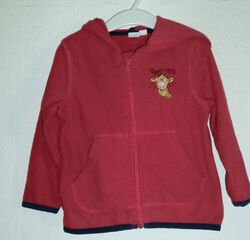 Roter Fleece-Kapuzenjacke mit Schubtaschen bestickt Disney Gr. 86/92