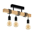 EGLO Deckenlampe Townshend aus Holz 3-flammig schwarz Deckenleuchte Lampe Spot