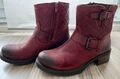 Buffalo Boots Gr. 37 - Damenstiefel Motorradstiefel rot Leder Stiefelette