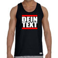 EAKS® Herren Tank Top "Dein Text" Wunschtext mit roten Balken / Streifen Hip Hop